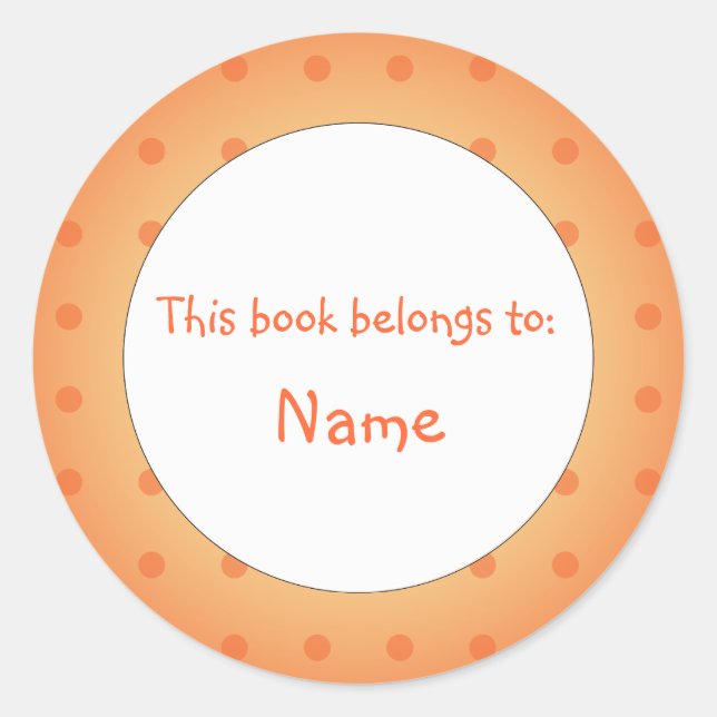 Book Plate - Polka Dot Design Classic Round Sticker (Front)