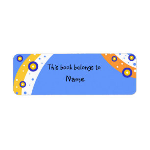Book plate with colourful modern abstract shapes