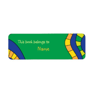 Book plate with colourful modern abstract shapes