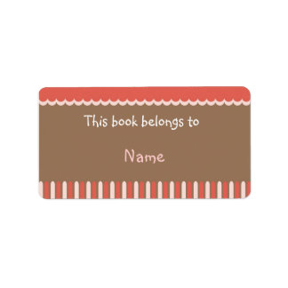 Book plate with colourful modern abstract shapes label