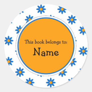 Book Plate with cute flower design Classic Round Sticker