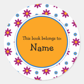 Book Plate with cute flower design Classic Round Sticker