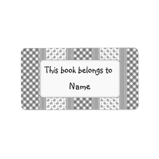 Book plate with different modern grey pattern label