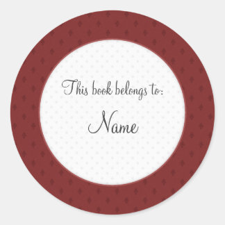 Book plate with elegant design classic round sticker