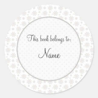 Book plate with elegant floral design classic round sticker