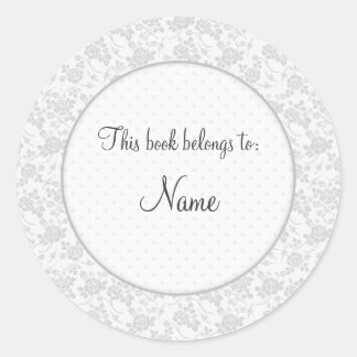 Book plate with elegant floral design classic round sticker