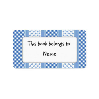 Book plate with modern blue pattern label
