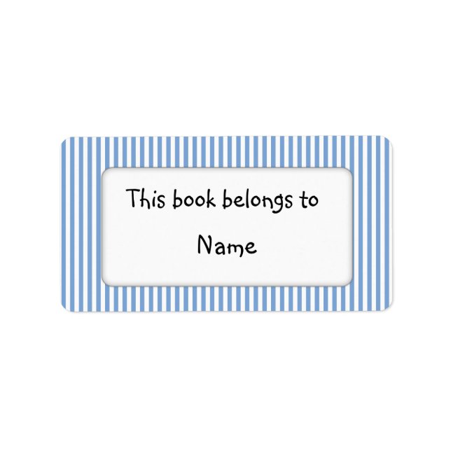 Book plate with modern blue stripes label (Front)