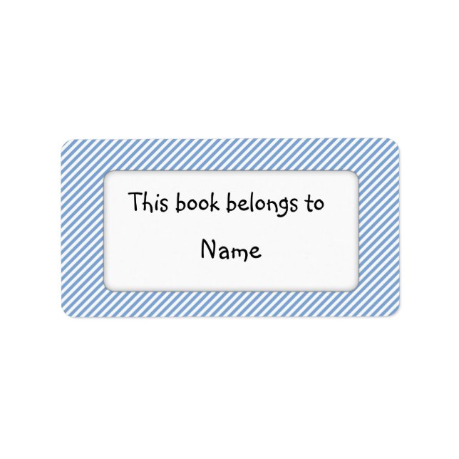 Book plate with modern blue stripes label (Front)