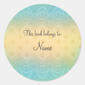 Book plate with romantic floral design classic round sticker