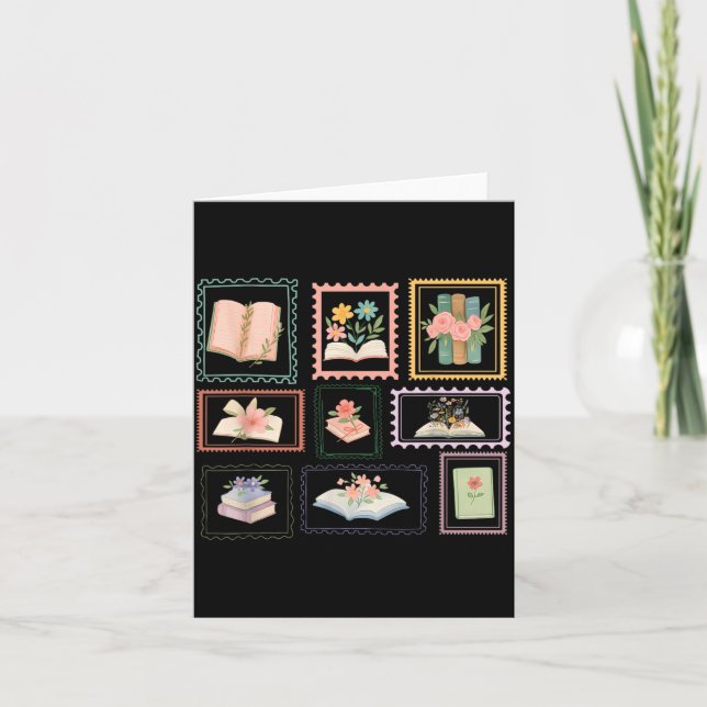 Book Postage Stamp Bookish Stamp Reading Lover Card (Front)