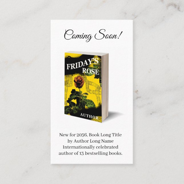 Book Promotion Author Business Writer Business Card (Front)