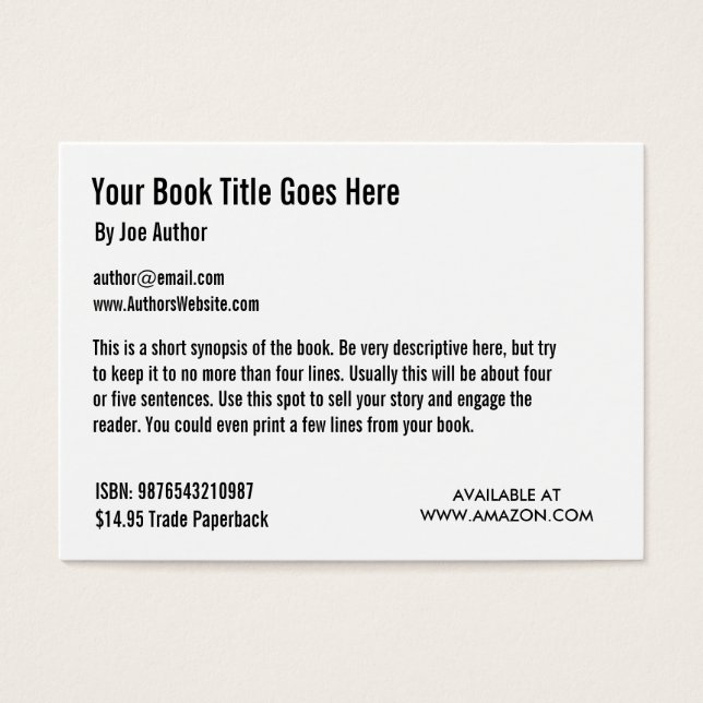 Book Promotion Trading Card Template (Front)