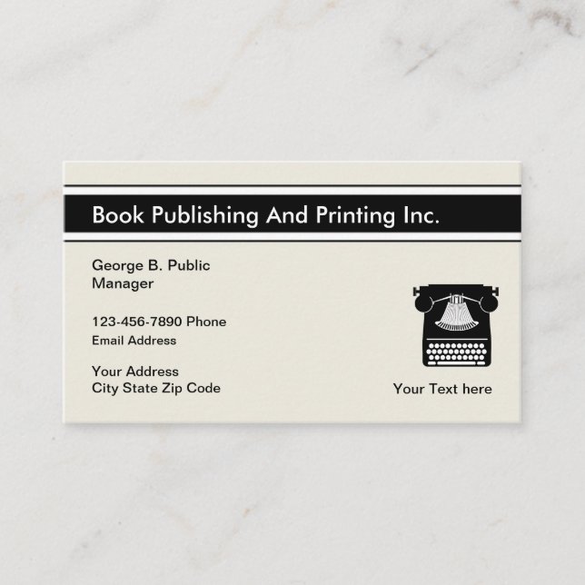 Book Publishing And Printing Business Card (Front)