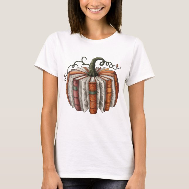 Book Pumpkin Halloween Literary T-Shirt (Front)