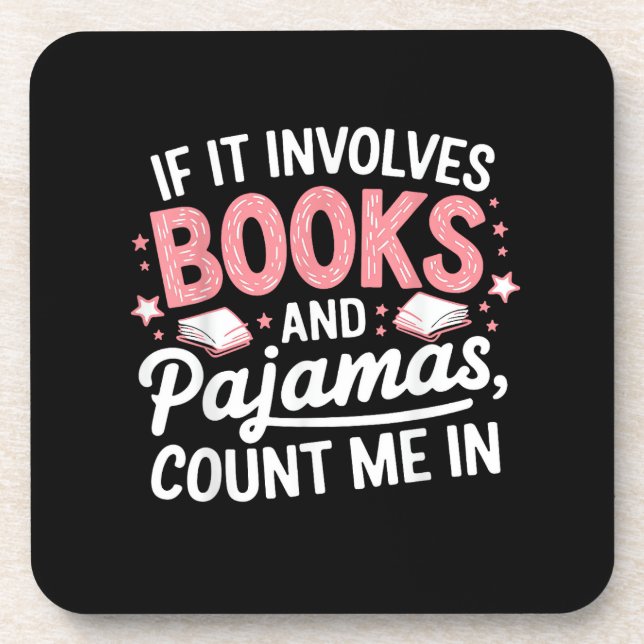 Book & Pyjamas Humourous Book Lover Funny Reading  Coaster (Front)