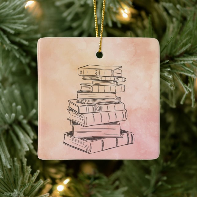 Book Reader Colour Bookshelf Library Teacher Ceramic Ornament (Tree)