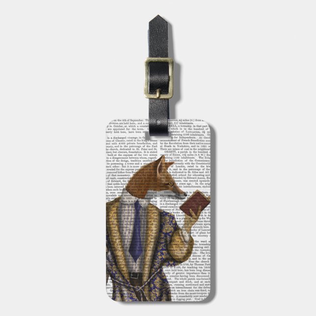 Book Reader Fox Luggage Tag (Front Vertical)