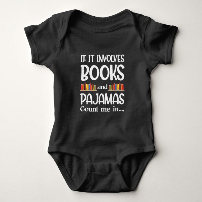 Book Reader Pajamas Bookworm Funny Reading Baby Bodysuit (Front)