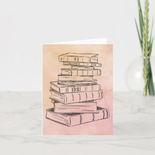 Book Reader Vintage Watercolor Library Teacher  Thank You Card