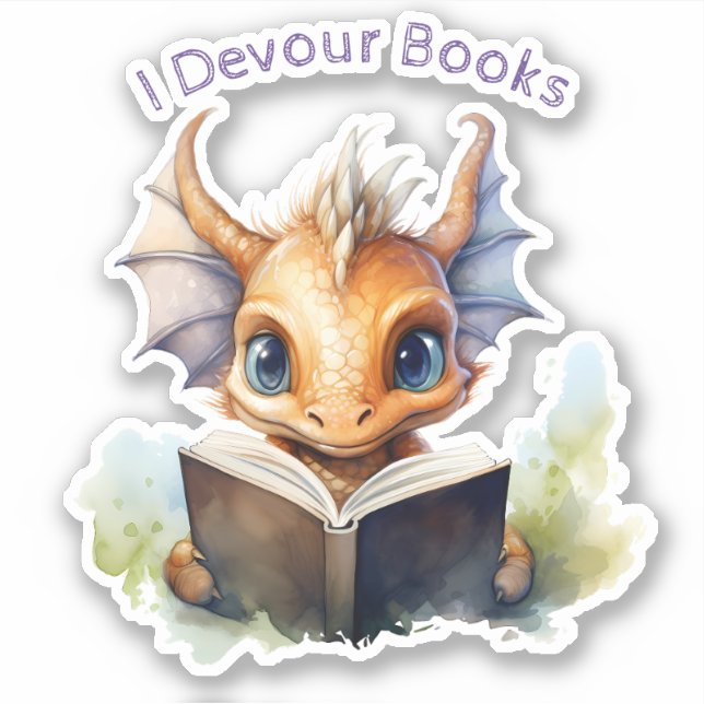  *~* Book Reading Baby Dragon AP88 I DEVOUR (Front)