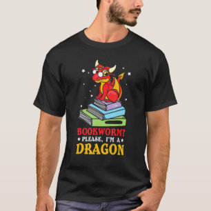 Book Reading Bookworm Dragon Fantasy Saying T-Shirt