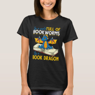 Book Reading Bookworm Librarian Cute Book Dragon T-Shirt