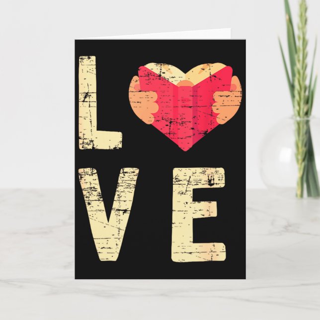 Book Reading Bookworm Valentines Day Gift Reading  Card (Front)