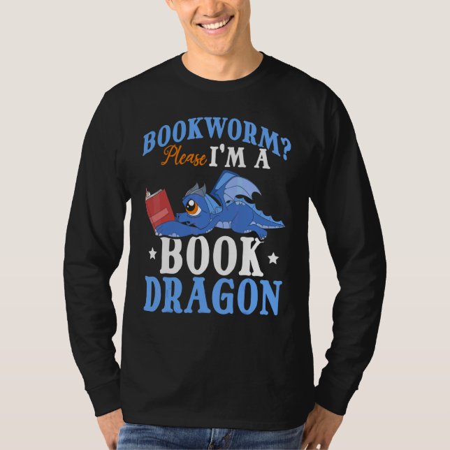 Book  Reading Fantasy Creature Cute Book Dragon T-Shirt (Front)
