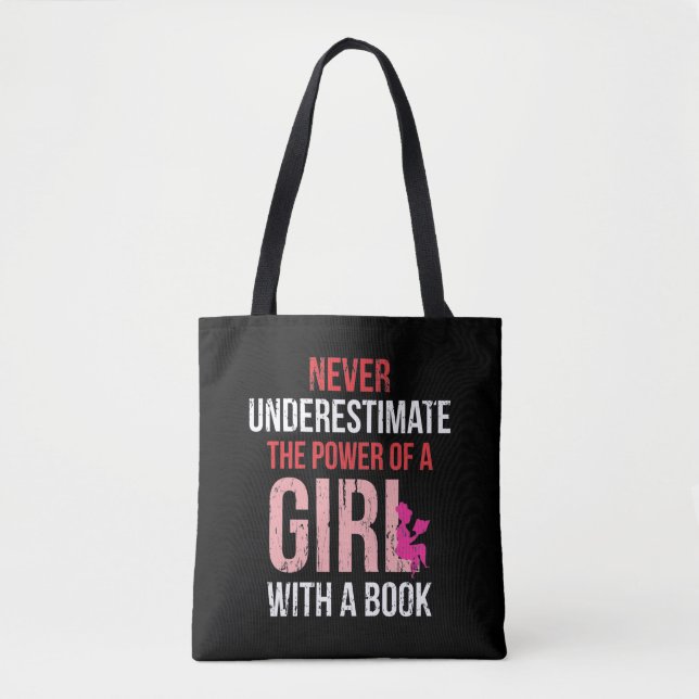 Book Reading Girl Humor Bookworm Woman Reader Tote Bag (Front)
