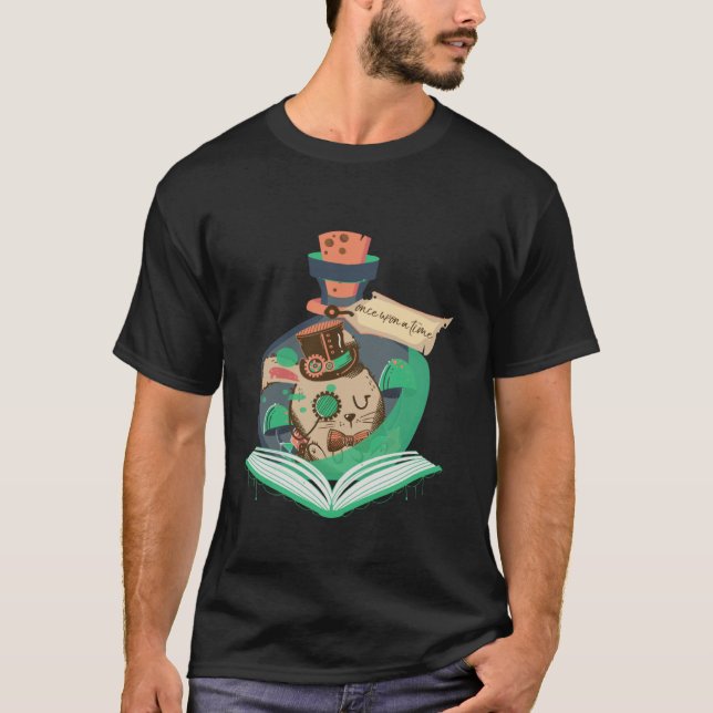 Book Reading Graphic Magic Rabbit Steampunk Magica T-Shirt (Front)