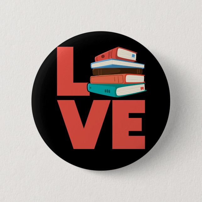 Book Reading Love Bookworm 6 Cm Round Badge (Front)