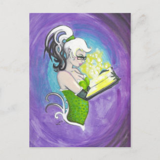 Book Reading Pin Up Girl Fantasy Art Postcard