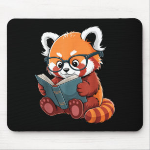 Book reading red panda reader animal cute red mouse mat