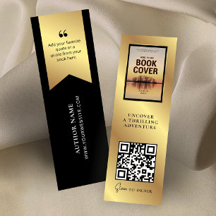 Book Release QR Code MINI Black Gold Bookmark Card