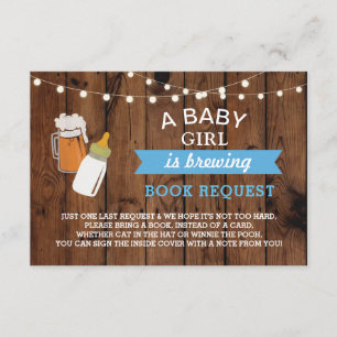 Book Request Baby Shower Beer Bottle Blue Wood Invitation