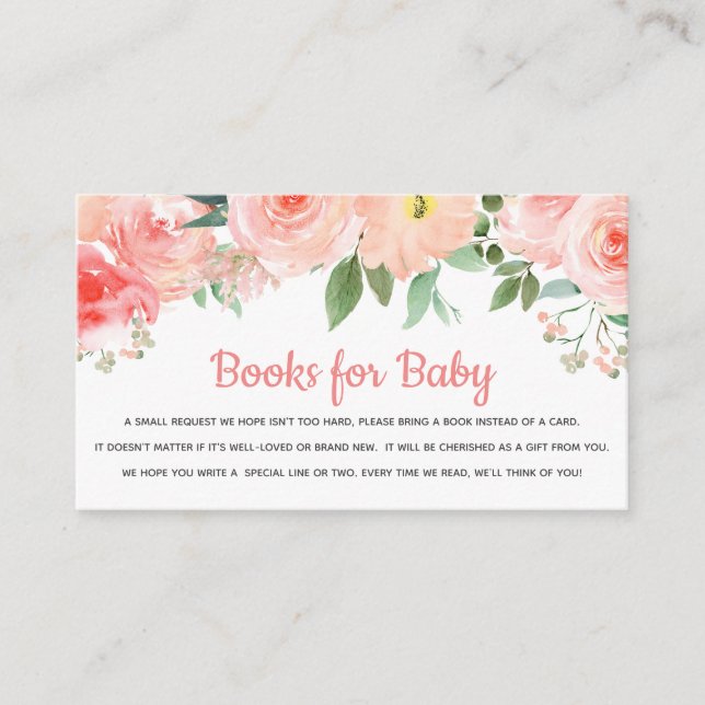Book Request Baby Shower Blush Pink Floral Card (Front)