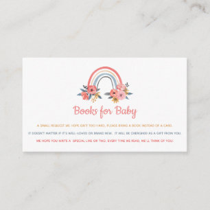 Book Request Baby Shower Rainbow Floral Colourful Enclosure Card