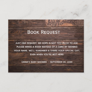 Book Request Baby Shower Rustic Invite Insert Card