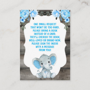 Book Request Boy Elephants Shower Blue Ticket Enclosure Card
