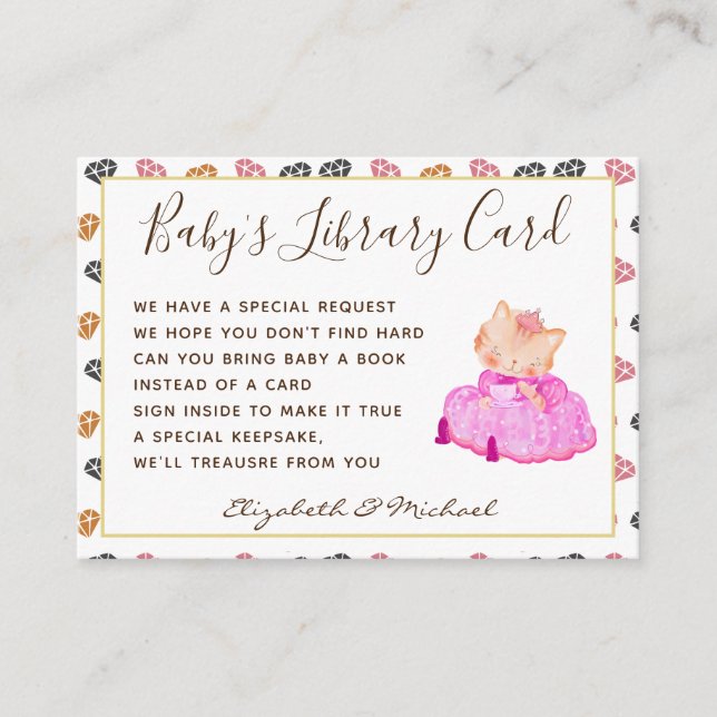 Book Request Card Baby Girls Shower 1st Birthday   (Front)
