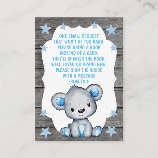 Book Request Card Boy Bear Shower (Front)