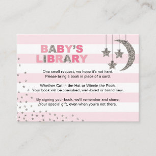 Book request card for baby's library pink silver