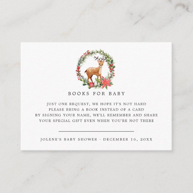 Book Request | Christmas Reindeer Baby Shower Enclosure Card (Front)
