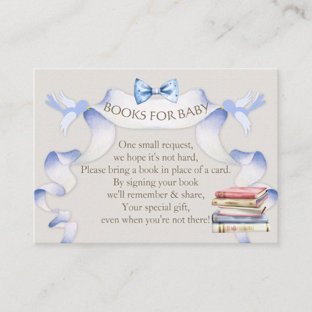 Book Request Clothesline Boy Blue Ivory Enclosure Card (Front)