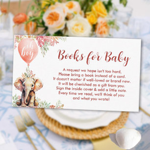 Book Request for baby boy autumn elephant balloon Enclosure Card