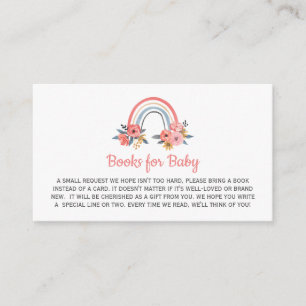 Book Request for Baby Shower Floral Rainbow Enclosure Card