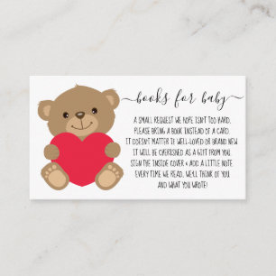 Book Request for Baby Shower Teddy Bear Hearts Enclosure Card