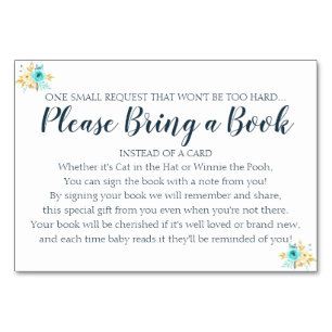 Book Request Gold Teal Floral Baby Shower Card