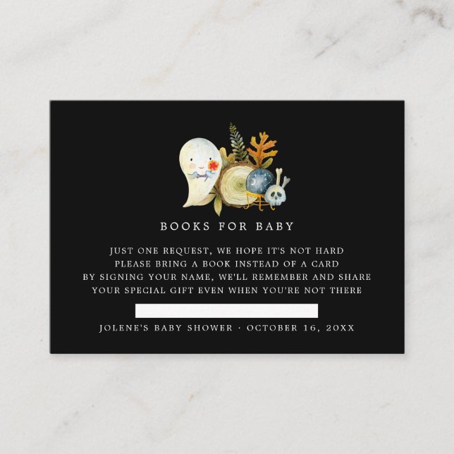 Book Request | Halloween Ghost Baby Shower Enclosure Card (Front)